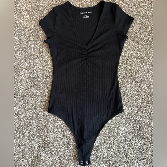 American Eagle Outfitters Tops - American Eagle Outfitters Black Bodysuit with Scrunch V-Neckline